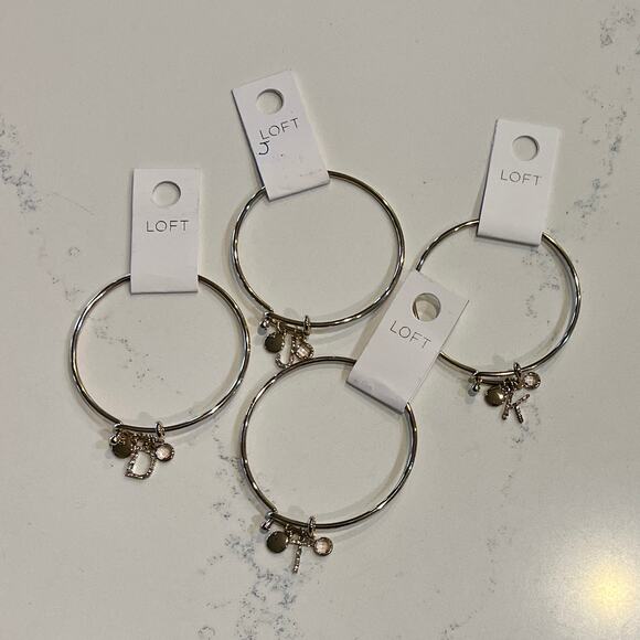 NWT LOFT Gold Tone Pave Rhinestone Initial Charm Bangle Bracelet - LETTER K - Picture 10 of 10